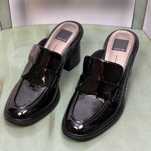 Dolce Vita Mali Black Patent Leather Heeled Mule Loafers (size 9.5)